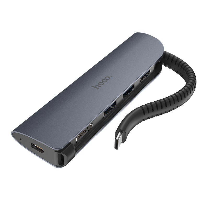 Hoco HB13 (Metal gray) USB HUB Type-C 3USB 3.0/ HDMI/ Type-C PD 60W