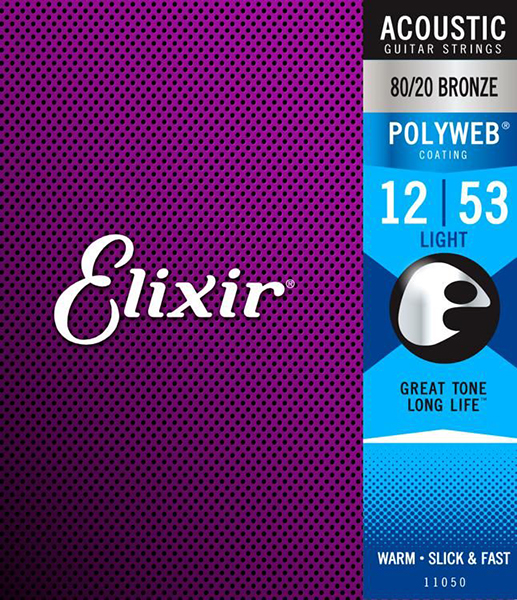 11050 POLYWEB Комплект струн для акустической гитары, Light, бронза 80/20, 12-53, Elixir