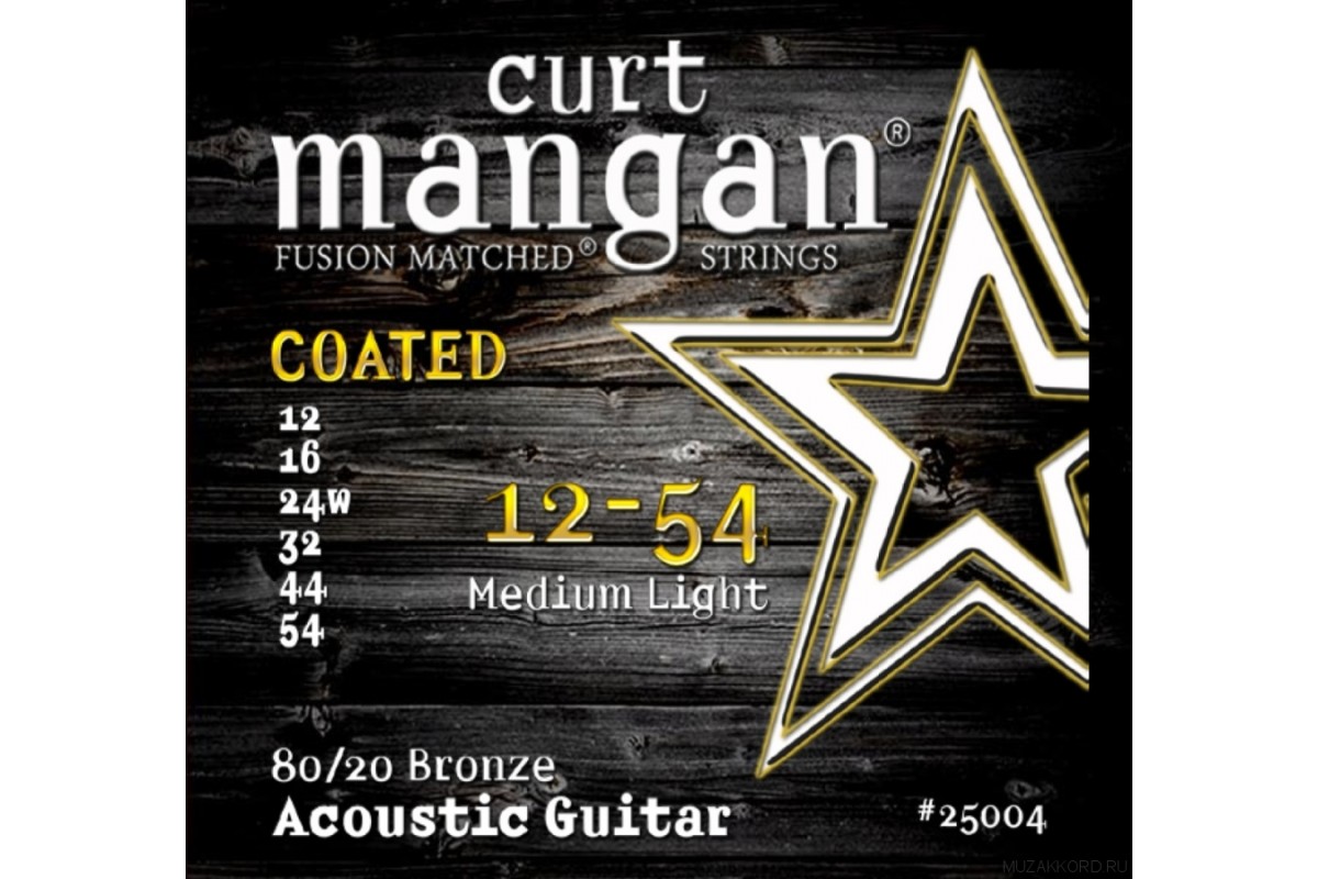 Curt Mangan 80/20 Bronze Medium Light Coated Set 12-54 струны для акустической гитары, бронзовая нав