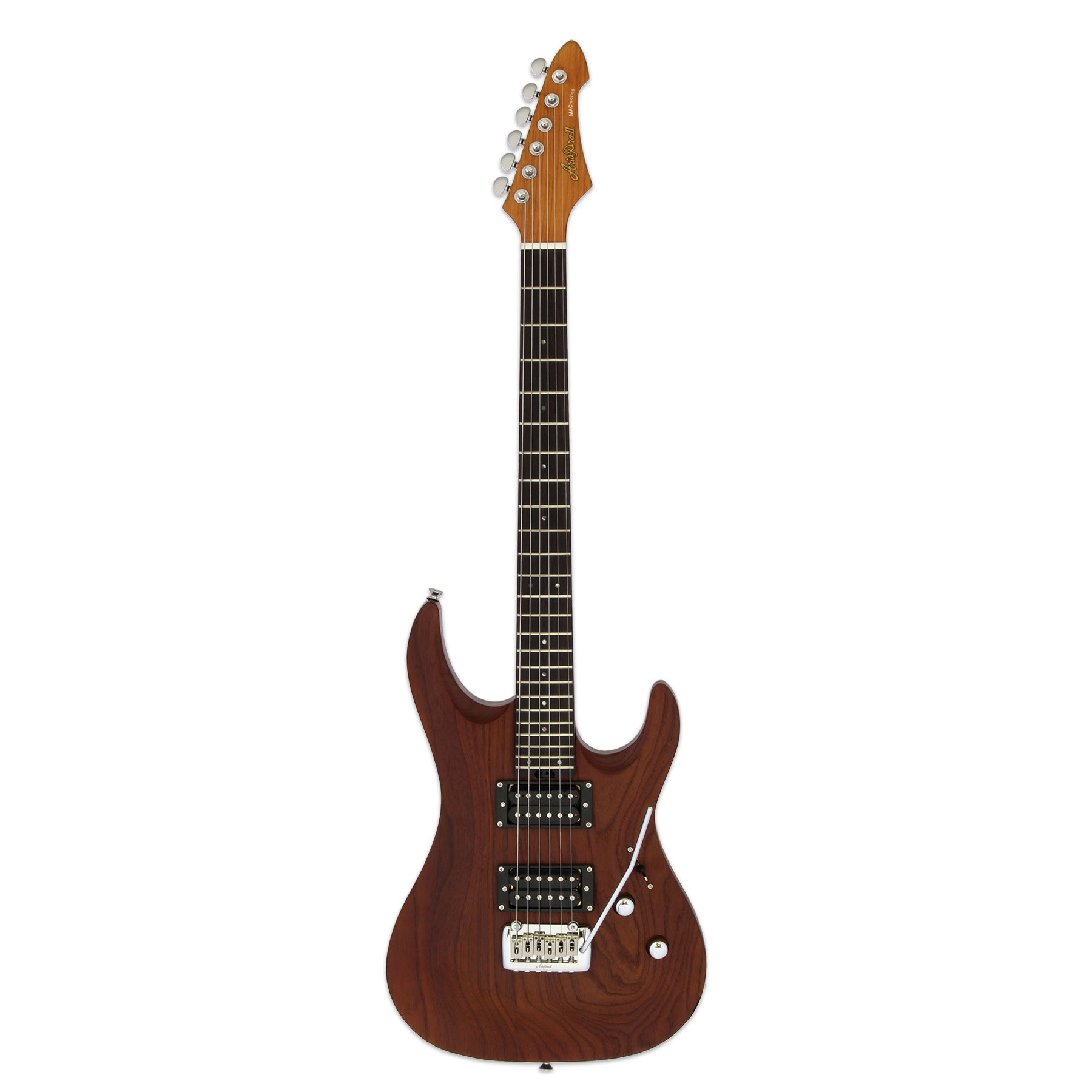 ARIA PRO II MAC-DLX STBR гитара электрическая 6 струн цвет Stained Brown