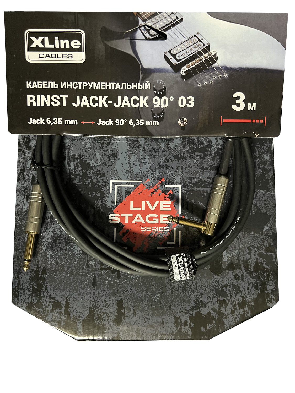 XLINE Cables RINST JACK-JACK 9003 Кабель инструментальный 3м Jack 6,35mm mono - Jack 6,35mm mono 90°