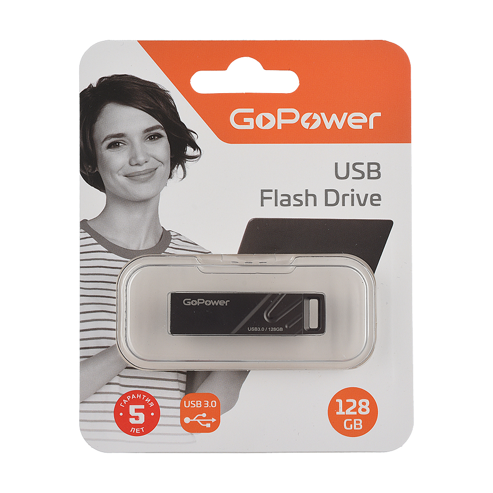 00-00025959 Titan Флеш-накопитель 128GB USB3.0, металл, черный графит, GoPower