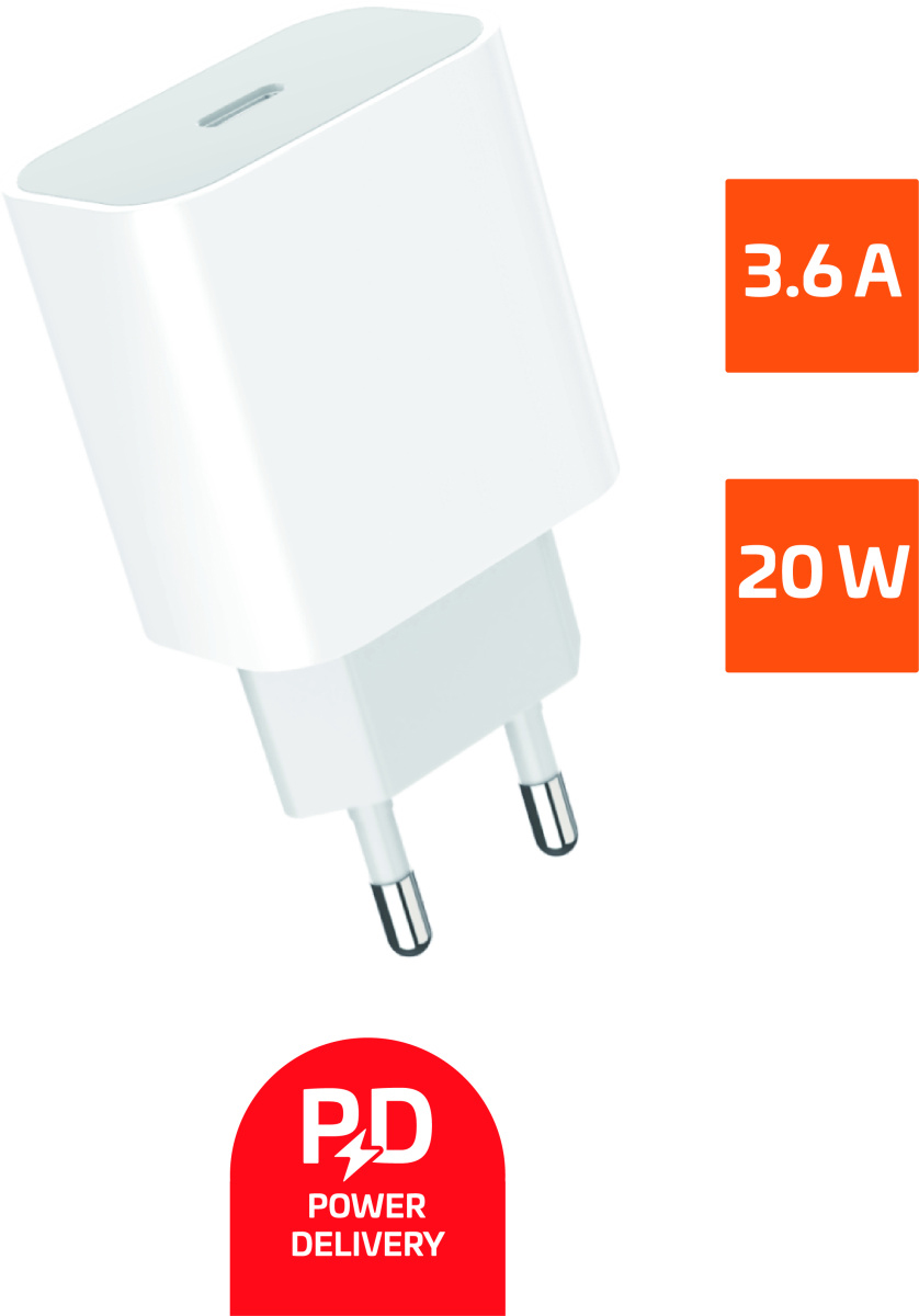 GoPower 00-00022766 Сетевое зарядное устройство GPPD06 Type-C 20W PD3.0, белый