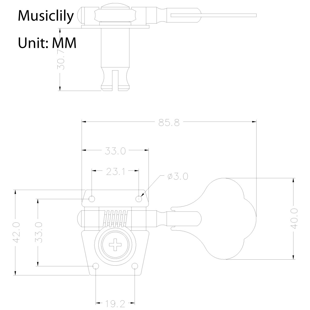 M180-2M446-2 Колки для бас-гитары, 2+2, хром, Musiclily