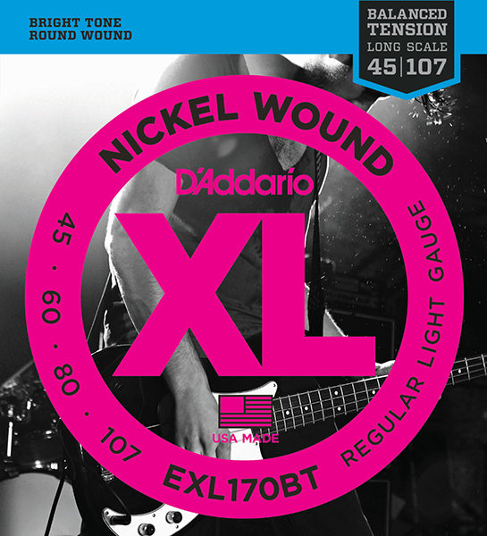 EXL170BT Nickel Wound Комплект струн для бас-гитары, Regular Light, .45-107, D'Addario