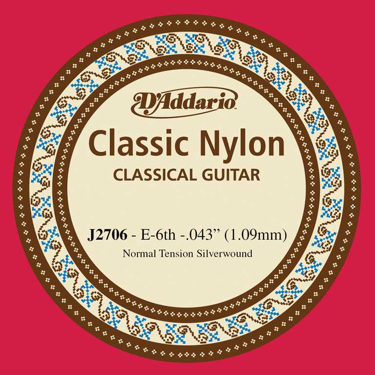J2706 Classical Отдельная 6-ая струна для классической гитары, нейлон, норм. натяжение, D'Addario