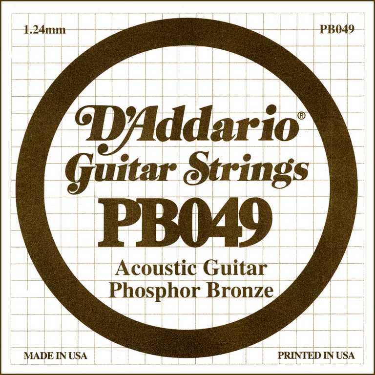 PB049 Phosphor Bronze Отдельная струна для акустической гитары, фосфорная бронза, .049, D'Addario