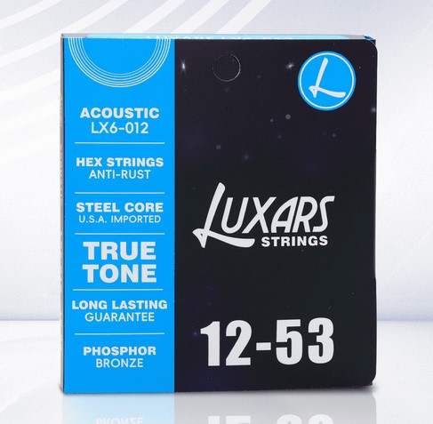 LX6-012 Комплект струн для акустической гитары, фосфорная бронза, 12-53, Luxars