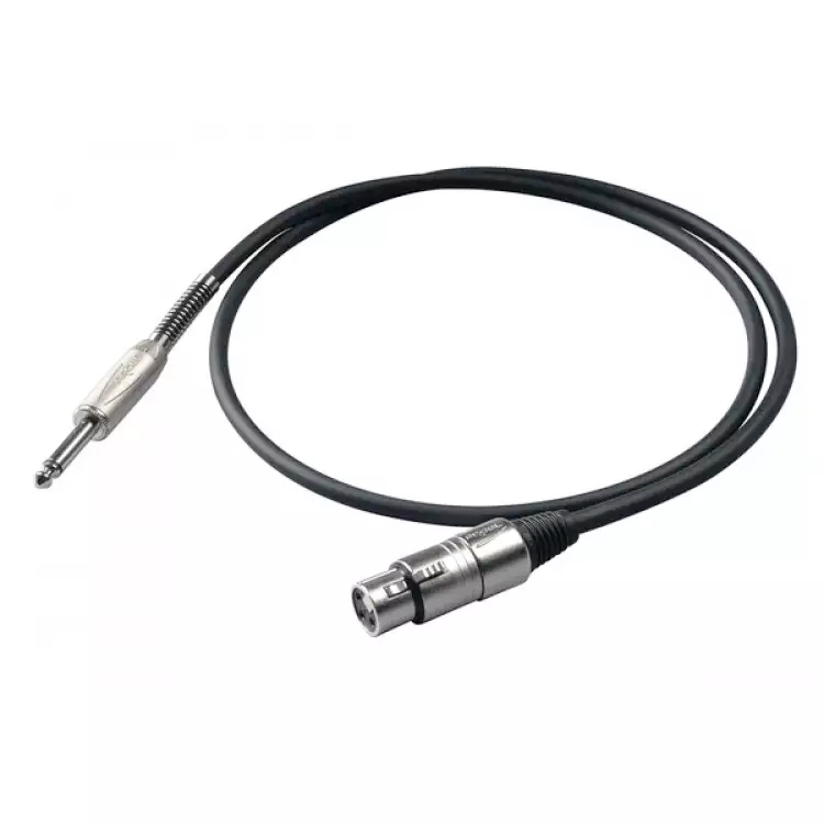 PROEL BULK200LU3 - инструментальный кабель, 6.3 джек моно <-> XLR (мама), длина - 3 м