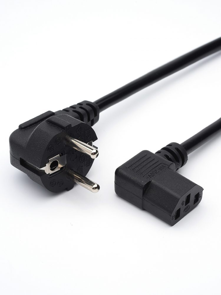 GoPower 00-00024536 Кабель питания, евровилка-C13 (f) 1.8м ПВХ 0.75мм угловой, черный