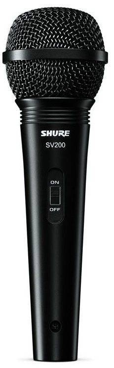 SHURE SV200-A Микрофон динамический вокальный с включателем и кабелем ( XLR-XLR), черный