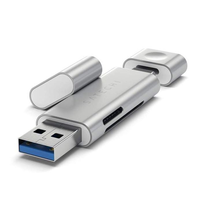 Satechi ST-TCCRAS Aluminum Type-C USB 3.0 and Micro/SD. Интерфейсы USB 3.0 и Type-C. Цвет серебряный. Кардридер