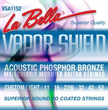 VSA1152 Vapor Shield Комплект струн для акустической гитары, фосф.бронза, 11-52, La Bella