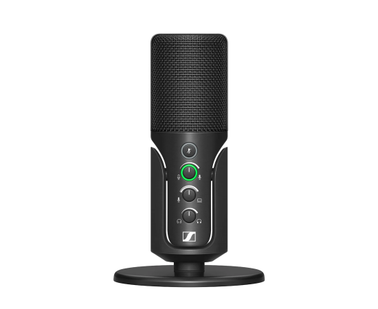 Profile USB Microphone with table stand. Includes (1) Profile USB Microphone, (1) Profile Table Stand, and (1) 1.2 m USB-C Cable Sennheiser