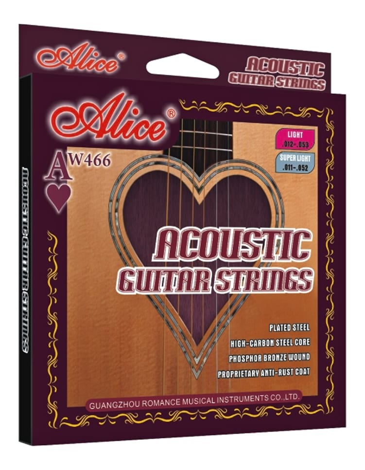 AW466-SL Комплект струн для акустической гитары, фосфорная бронза, 11-52, Alice