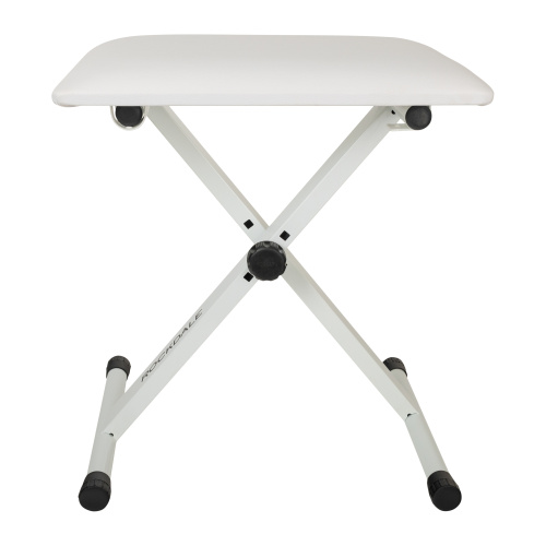 ROCKDALE Q-90 white компактная банкетка для пианиста складной конструкции, высота 40-48 см, сиденье 40х30х3,5 см, металл, цвет б