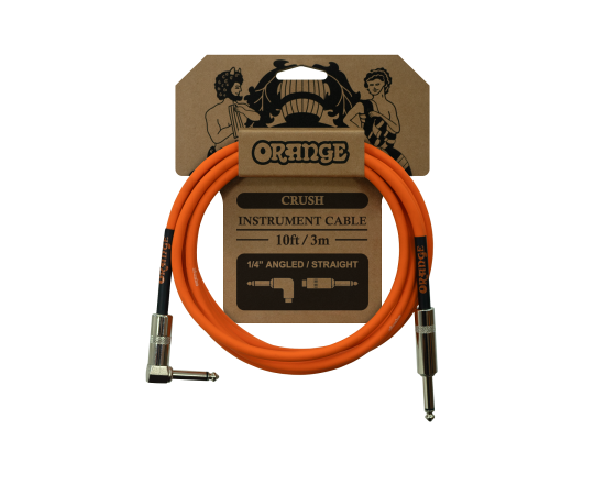 Crush 10ft Instrument Cable Angled to Straight ORANGE