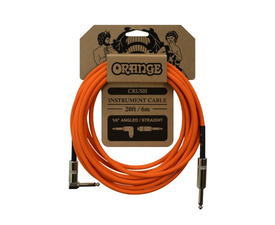 Crush 20ft Instrument Cable Angled to Straight ORANGE