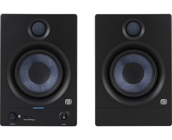ERIS 5BT пара активных студийных мониторов с Bluetooth 5.0 , 5,25-дюймовый тканый композитный низкочастотный драйвер, 1-дюймовый высокочастотный драйвер с шелковым куполом и сверхмалой массой, 1/8-дюймовый стереофонический дополнительный вход на пер