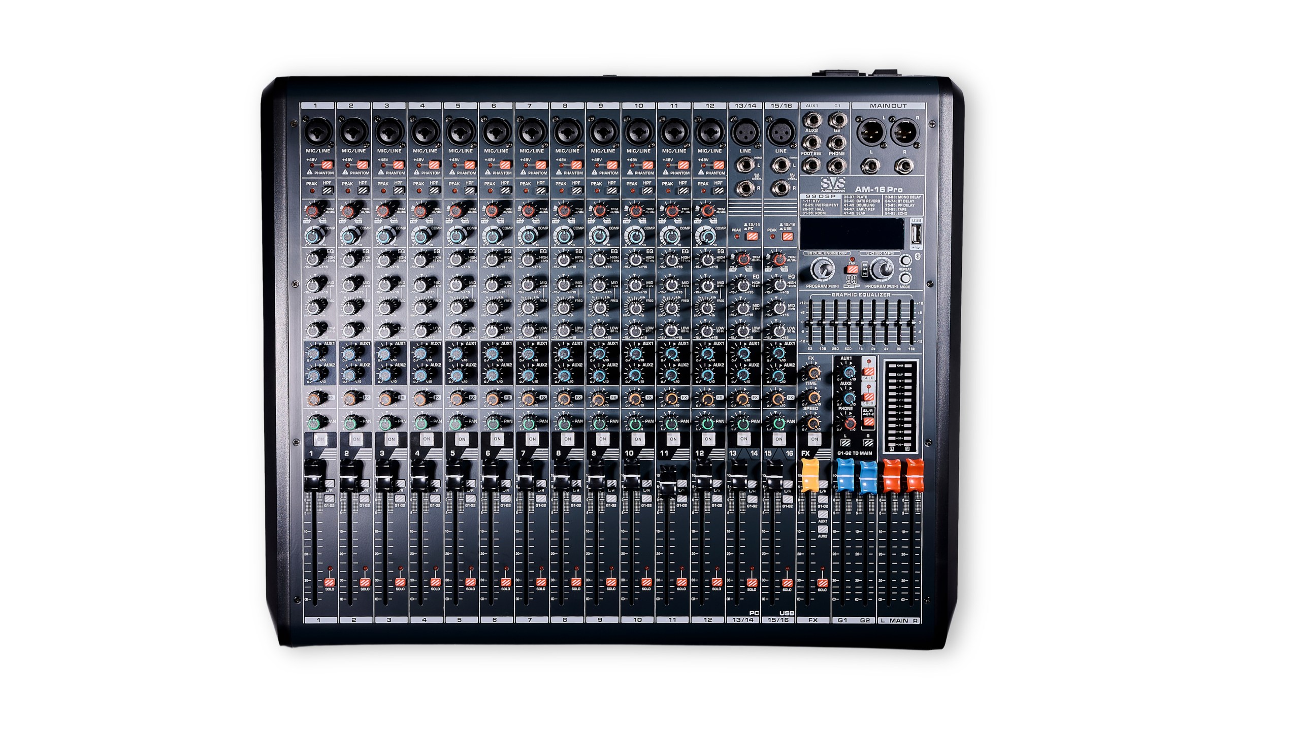 SVS Audiotechnik AM-16 PRO Микшерный пульт аналоговый, 16-канальный, 4-полосный эквалайзер