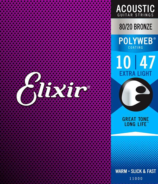 11000 POLYWEB Комплект струн для акустической гитары, Extra Light, бронза 80/20, 10-47, Elixir